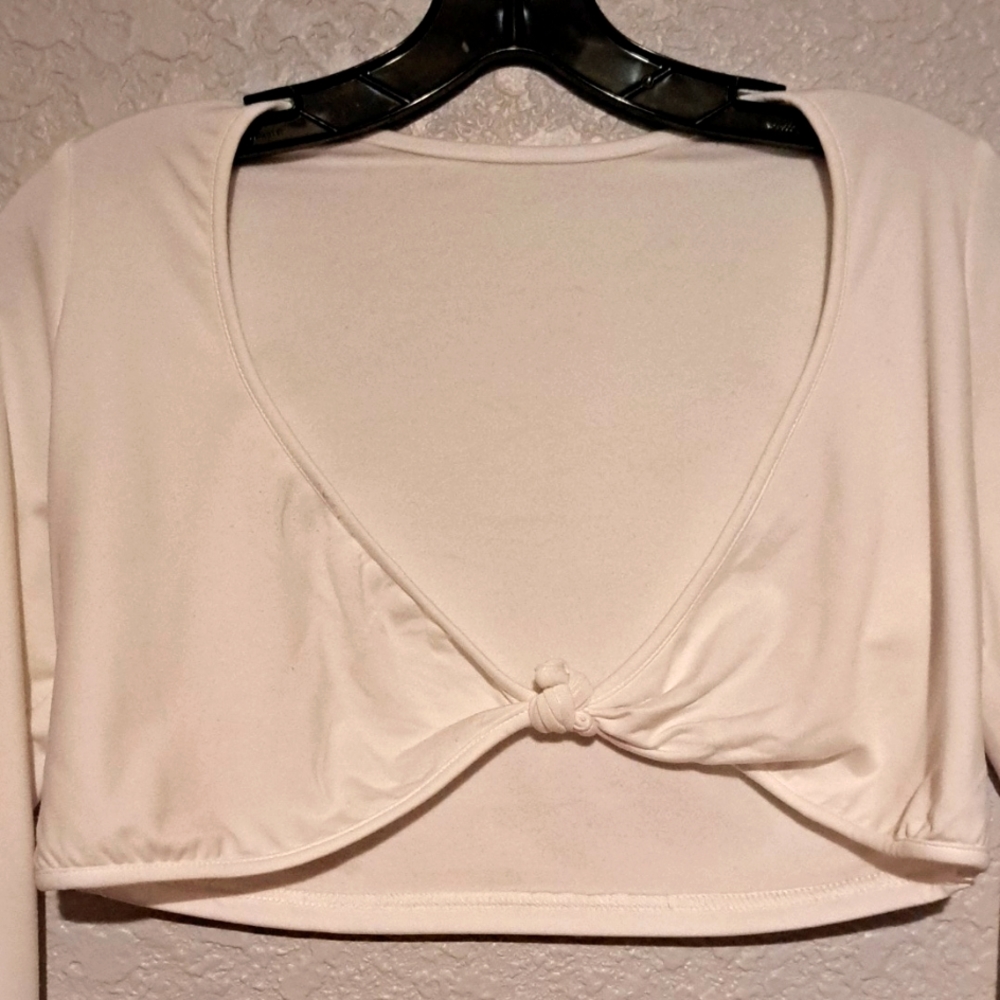 White Crop Knotted Front Cardigan